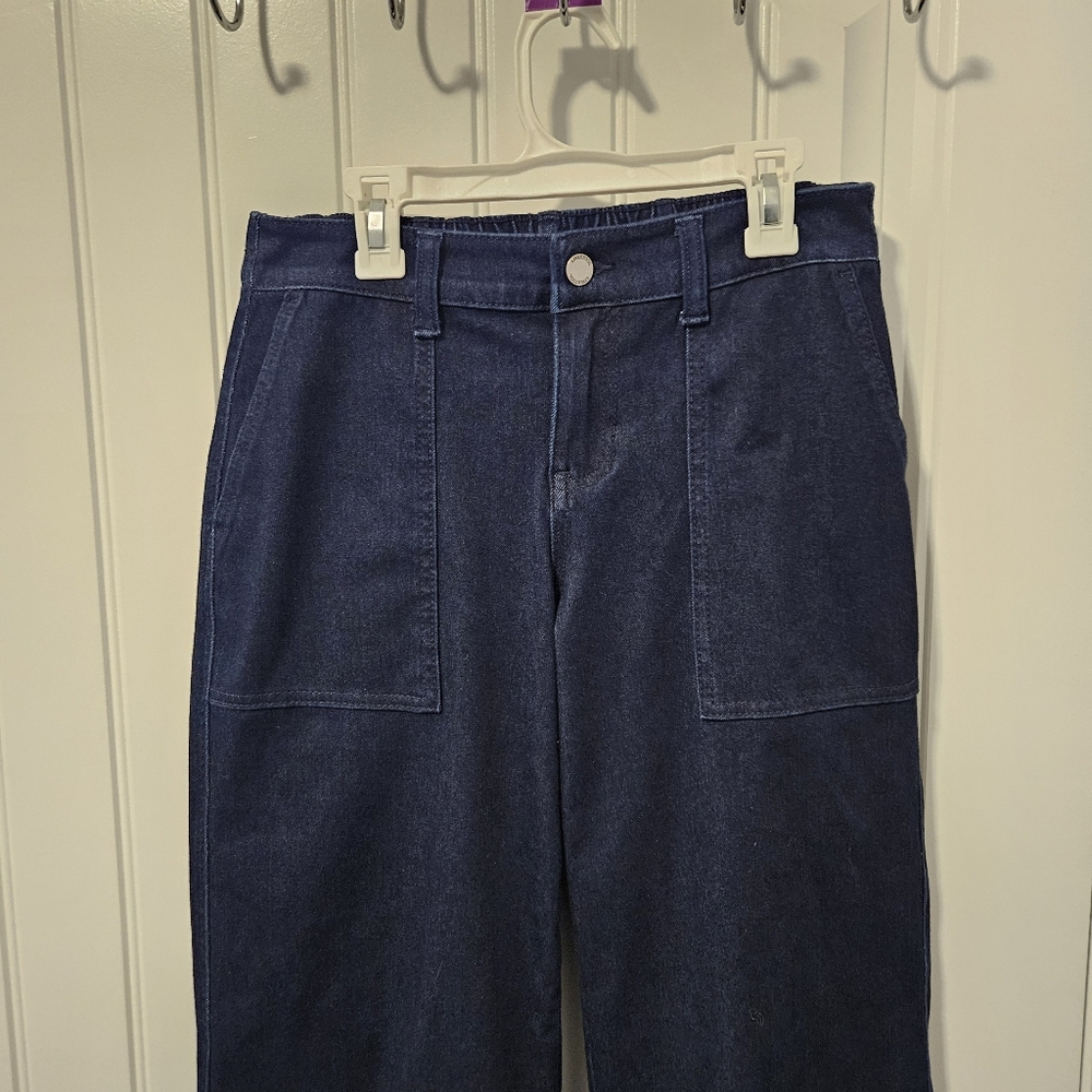 Liverpool Petite Wide Leg Denim Cargo‎ Crop Size 4/27 - Picture 4 of 9